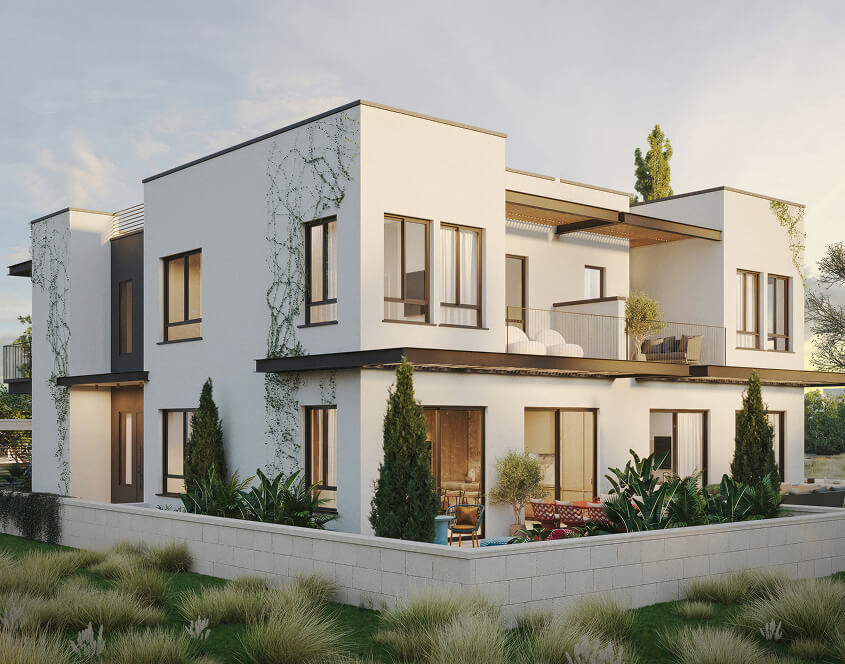 הדמיה של קוטג' דו-משפחתי במתחם גדרה על הנחל