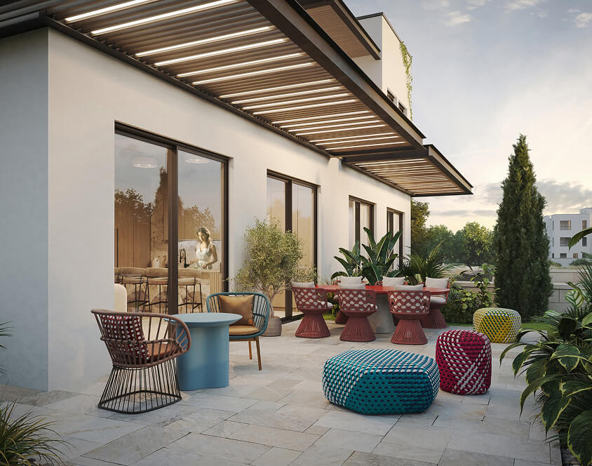 הדמיה של קוטג' דו-משפחתי במתחם גדרה על הנחל